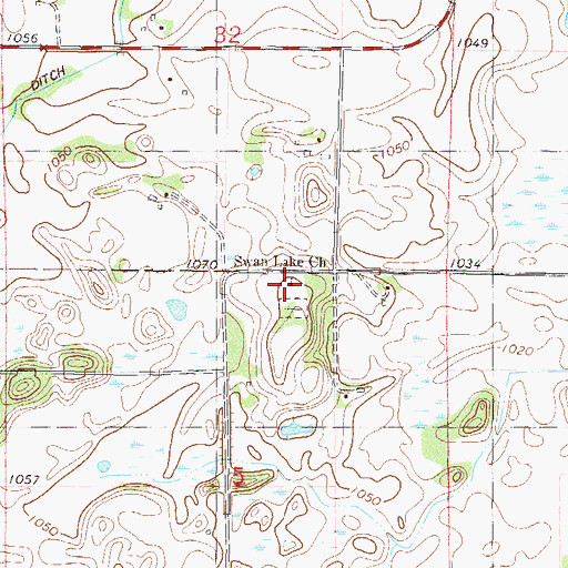 Topographic Map of Swan Lake Church, MN