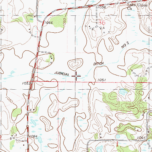 Topographic Map of Judicial Ditch Number Two, MN