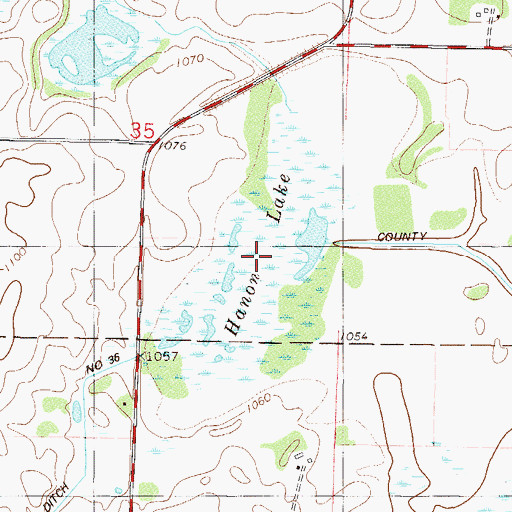 Topographic Map of Hanon Lake, MN