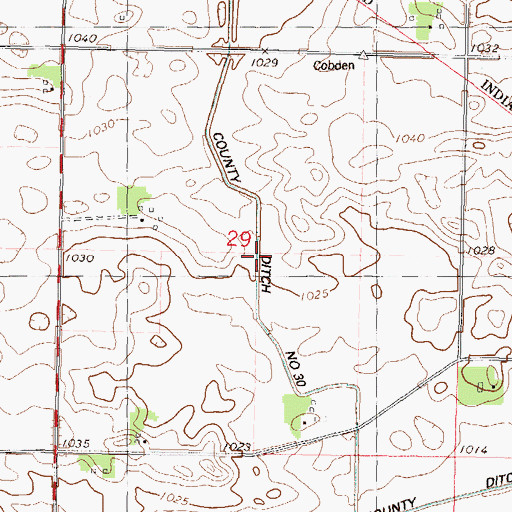 Topographic Map of County Ditch Number Thirty, MN