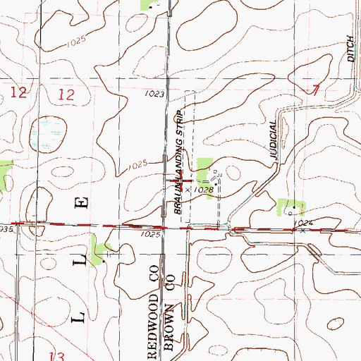 Topographic Map of Braun Landing Strip (historical), MN