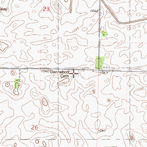 Topographic Map of Dannebod Cemetery, MN