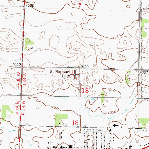 Topographic Map of Saint Raphael Cemetery, MN