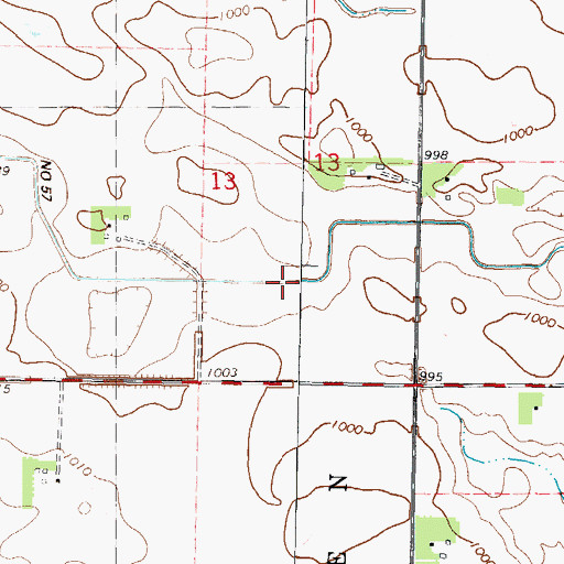 Topographic Map of County Ditch Number Fiftyseven, MN