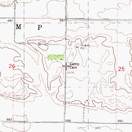 Topographic Map of Camp Cemetery, MN