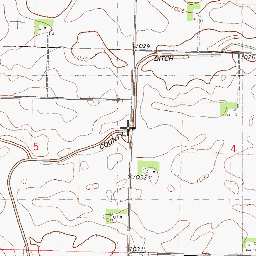 Topographic Map of County Ditch Number One Hundred Nine, MN