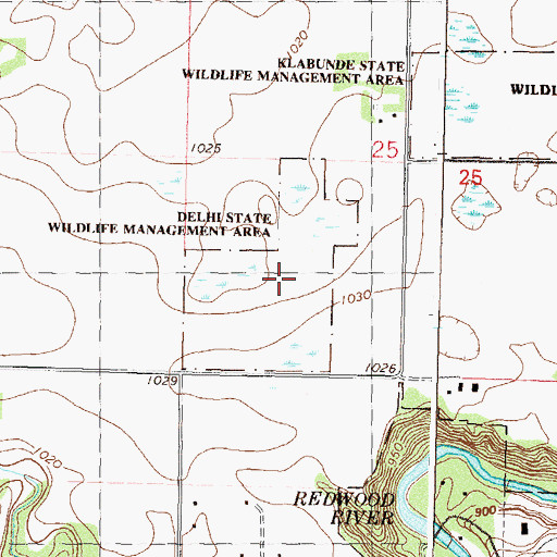 Topographic Map of Delhi State Wildlife Management Area, MN