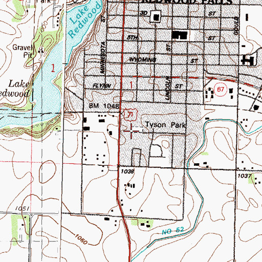 Topographic Map of Tyson Park, MN