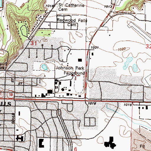 Topographic Map of Johnson Park Fairground, MN
