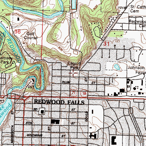 Topographic Map of Legion Park, MN