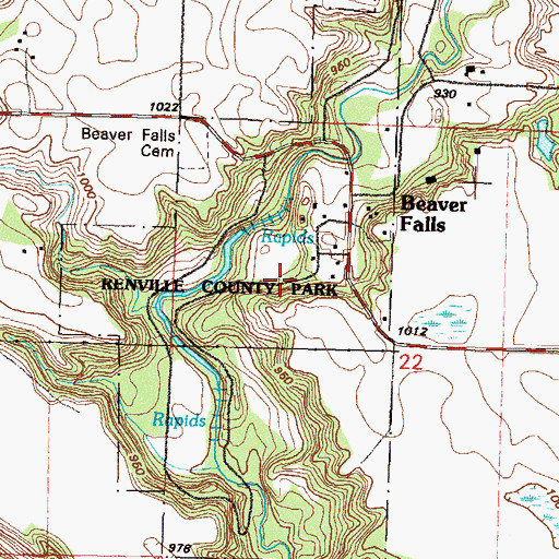 Topographic Map of Renville County Park, MN