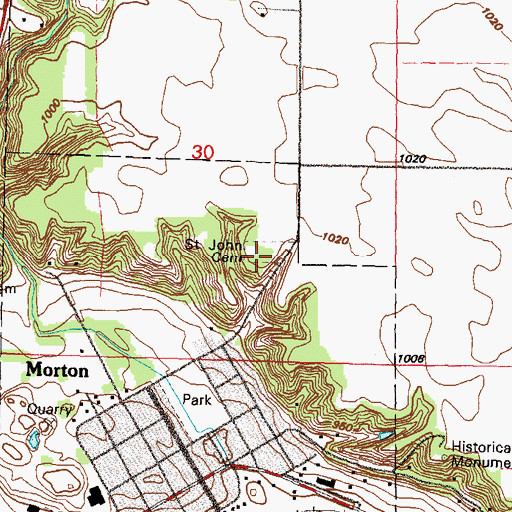 Topographic Map of Saint John Cemetery, MN