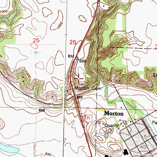 Topographic Map of Morton Cemetery, MN