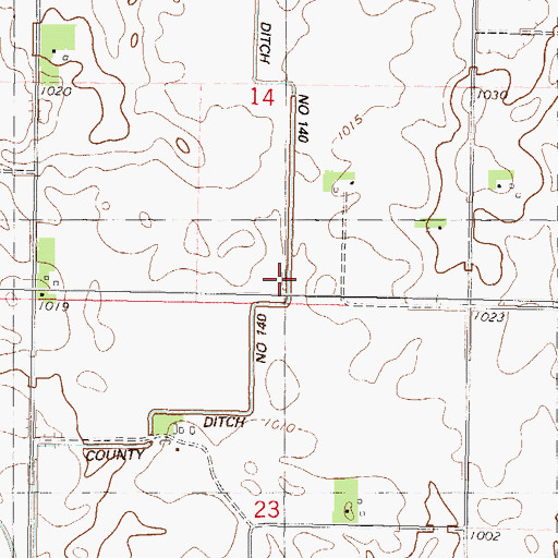 Topographic Map of County Ditch Number One Hundred Forty, MN