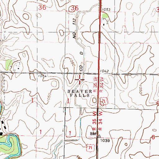 Topographic Map of County Ditch Number One Hundred Twelve, MN