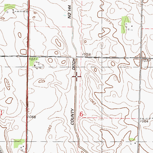 Topographic Map of County Ditch Number One Hundred Fortyfour, MN