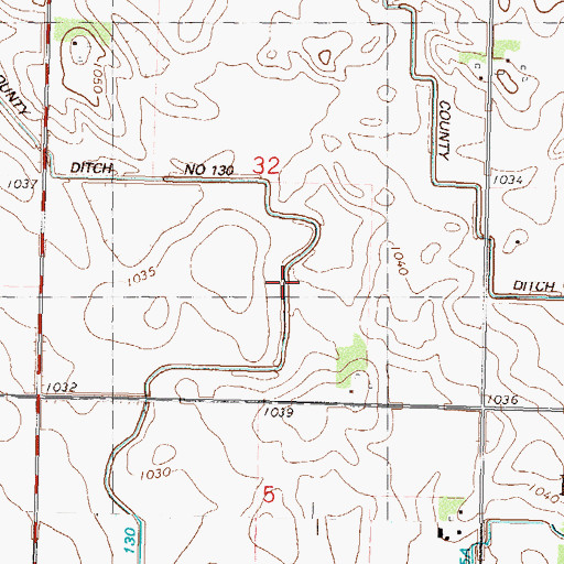 Topographic Map of County Ditch Number One Hundred Thirty, MN