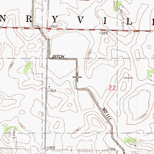 Topographic Map of County Ditch Number One Hundred Seventeen, MN