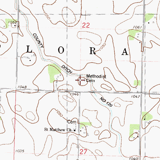 Topographic Map of Methodist Cemetery, MN