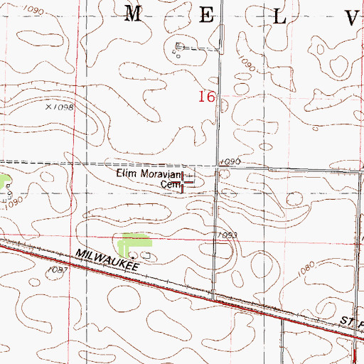 Topographic Map of Elim Moravian Church, MN