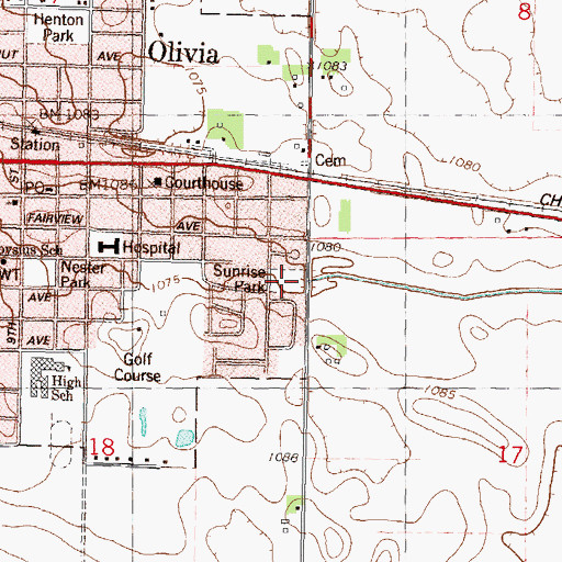 Topographic Map of Sunrise Park, MN