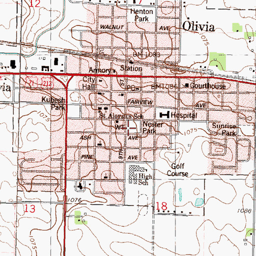 Topographic Map of Nester Park, MN