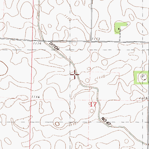 Topographic Map of County Ditch Number Sixtyseven, MN