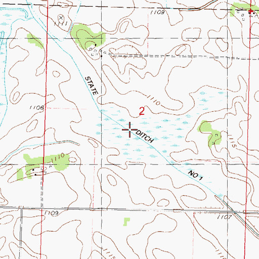 Topographic Map of State Ditch Number One, MN