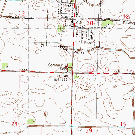 Topographic Map of Community Cemetery, MN