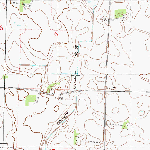 Topographic Map of County Ditch Number Fiftyeight, MN