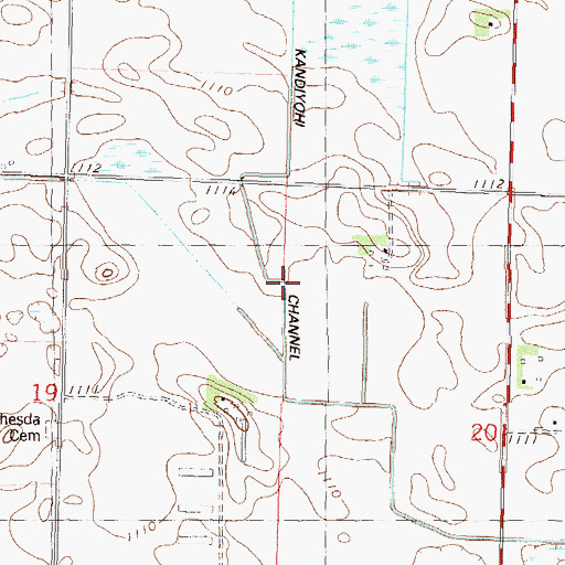 Topographic Map of Big Kandiyohi Channel, MN