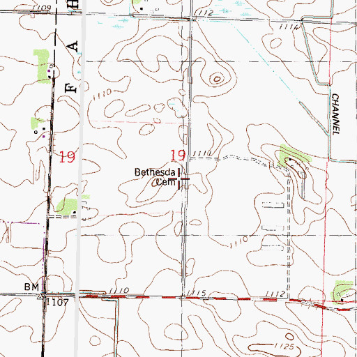 Topographic Map of Bethesda Cemetery, MN