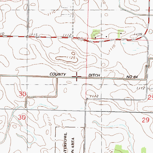 Topographic Map of County Ditch Number Sixtyfour, MN