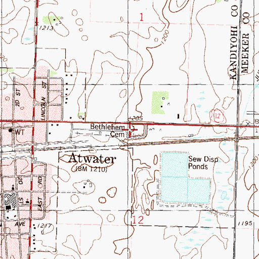 Topographic Map of Bethlehem Cemetery, MN