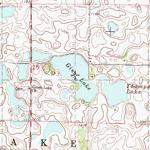 Topographic Map of Gina Lake, MN