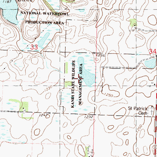 Topographic Map of Kandi State Wildlife Management Area, MN