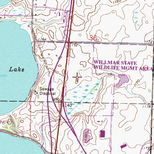 Topographic Map of Willmar State Wildlife Management Area, MN