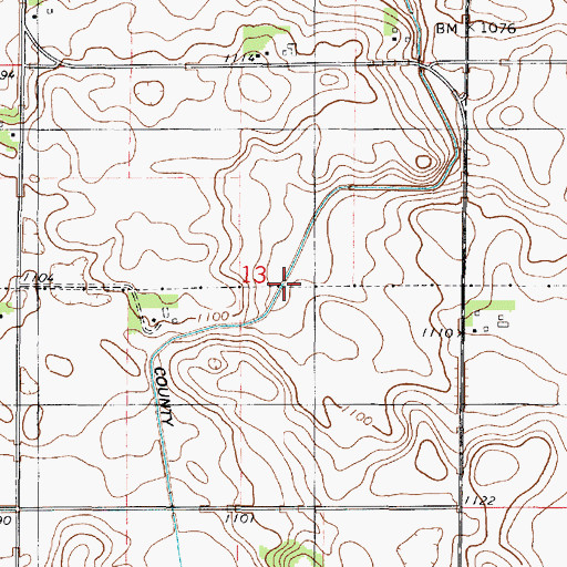 Topographic Map of County Ditch Number Seventy, MN