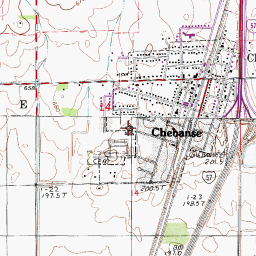 Topographic Map of Chebanse Elementary School, IL