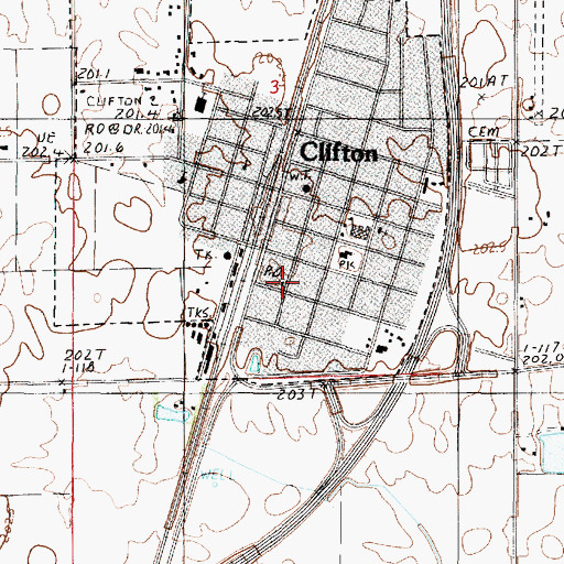 Topographic Map of Clifton Post Office, IL