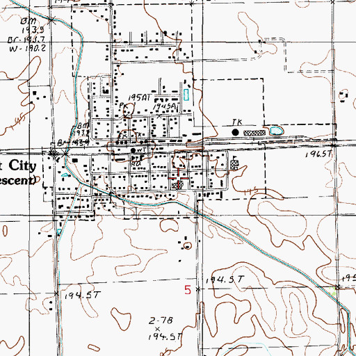 Topographic Map of Crescent-Iroquois High School, IL
