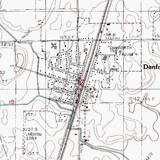 Topographic Map of Danforth Post Office, IL