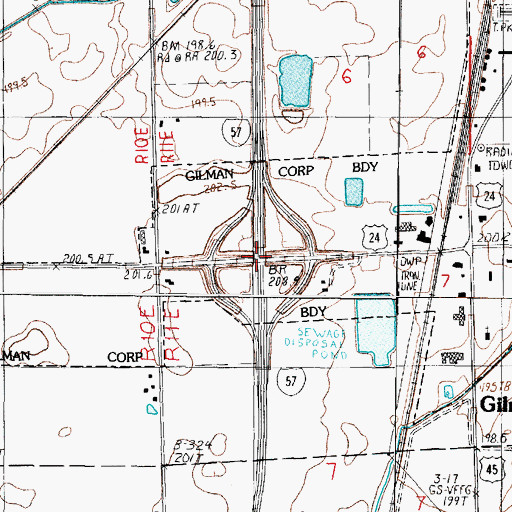 Topographic Map of Interchange 283, IL