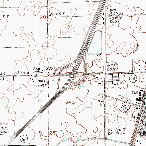 Topographic Map of Interchange 293, IL