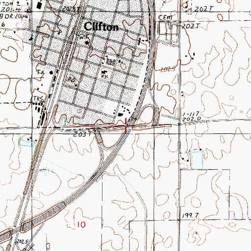 Topographic Map of Interchange 297, IL