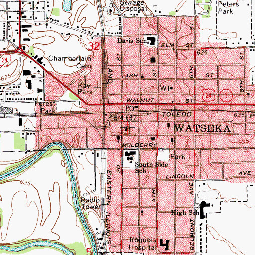 Topographic Map of Iroqouis County Historical Museum, IL