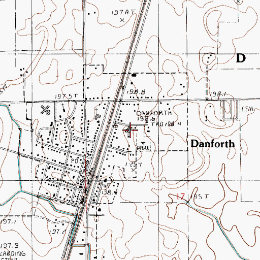 Topographic Map of Iroquois West Elementary School-Danforth, IL
