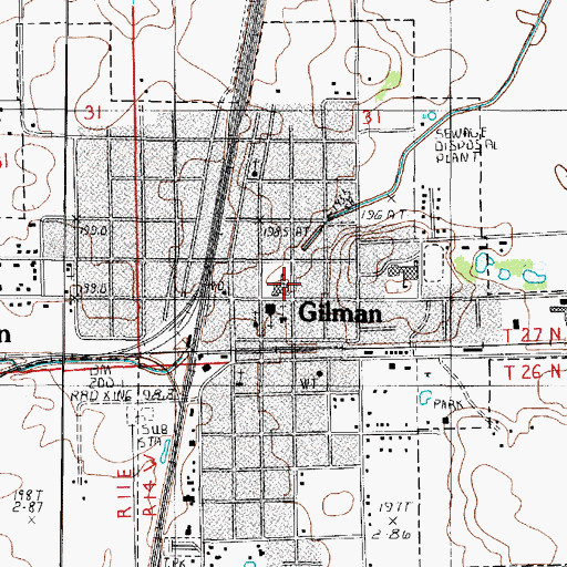 Topographic Map of Iroquois West Elementary School-Gilman, IL