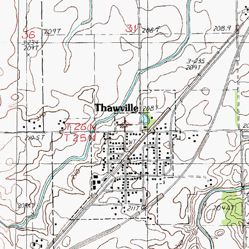 Topographic Map of Iroquois West Elementary School-Thawville, IL