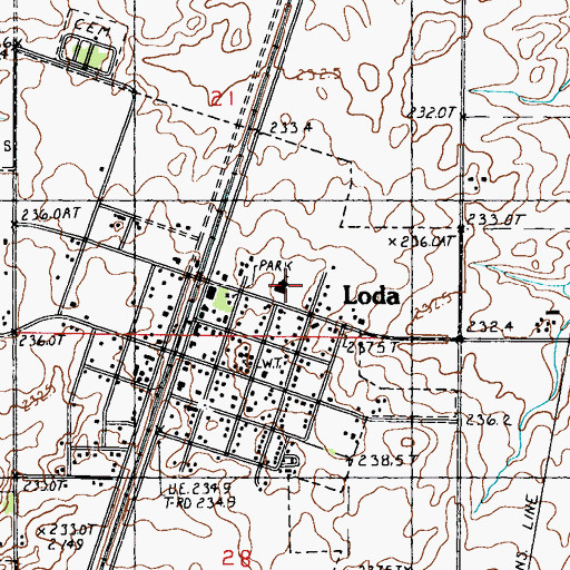 Topographic Map of Loda Elementary School, IL